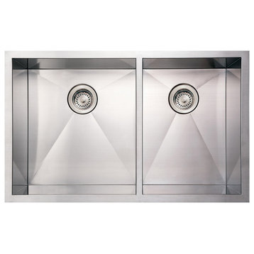 Brushed Stainless Steel Commercial Double Bowl Undermount Sink