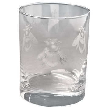 Bee Double Old Fashioned Glasses, Set of 4, Gray, 14 oz.