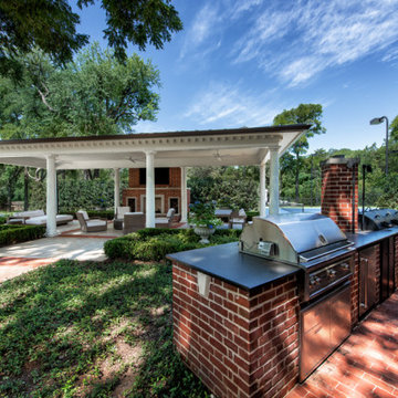 Custom Freestanding Arbor with Fireplace & Outdoor Kitchen