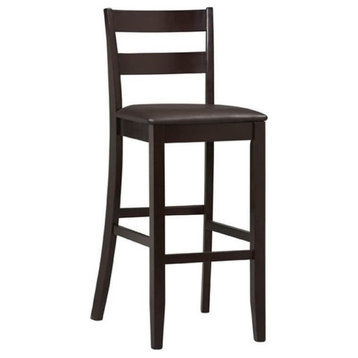 Hawthorne Collections 31" Wood & Faux Leather Bar Stool in Dark Merlot/Black