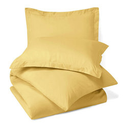 Royal Tradition - 100% Microfiber Solid 3PC Duvet Cover Set, Gold, Full/Queen - Duvet Covers And Duvet Sets