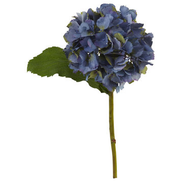 12" Hydrangea Artificial Flower, Set of 12, Blue