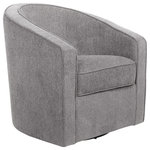 OSP Home Furnishings - Danica Swivel Chair, Smoke Fabric - With perfect proportions and a crisp tailored design our barrel swivel arm chair will feel at home in any living room, or family room setting. Situate as a pair, and create the perfect reading nook. Ideal for television viewing and conversation thanks to its smooth swivel motion, allowing smart and easy 360� rotation. Thick cushions detailed in attractive piping and 100% easy-care polyester fabric will keep these chairs looking beautiful for years to come. Arrives fully assembled.