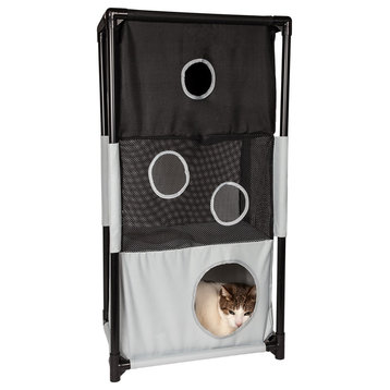Obstacle Soft, Sturdy Play-Active Collapsible Cat House, Black/White