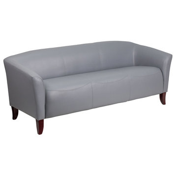 Contemporary Design Gray Leather Sofa