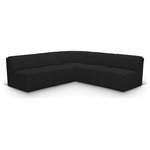 Meridian Furniture - Ollie Black Boucle Fabric L-Shaped Modular Sectional, Black, 5-Piece: 4 Armless Chair, 1 Corner Chair - Meet the epitome of style and functionality with this Ollie boucle fabric living room sectional, part of the Ollie modular collection. A contemporary marvel, this sectional features chic and inviting rich black boucle fabric upholstery, giving it a sumptuous texture that oozes elegance and luxury. Curved corners add to the visual look of the sectional while maximizing seating comfort while lounging, reading, or entertaining. Pair it with other items in the Ollie collection easily, thanks to an attachment latch underneath.