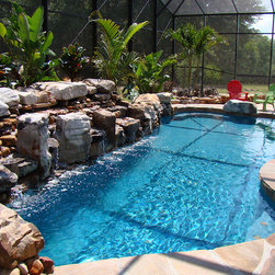 Signature Freeform Indoor Pool with Stonework - Products