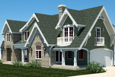 Diseño de diseño residencial de estilo americano de tamaño medio
