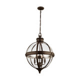 British Bronze 4lt Pendant Chandelier - 4 x 60W E14