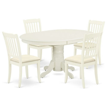 East West Furniture Avon 5-piece Dining Set with Linen Fabric Seat in White