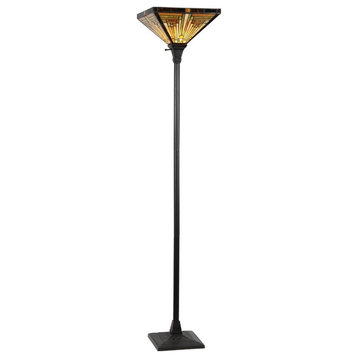 CHLOE Innes Tiffany-style 1 Light Mission Torchiere Floor Lamp 14" Shade