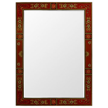 Red Tibetan Vertical Mirror