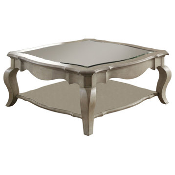 Acme Coffee Table in Antique Taupe and Clear Glass Finish 86050