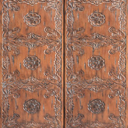 Spanish Style Hand Carved Prehung Double Door in Solid Mahogany - Front Doors