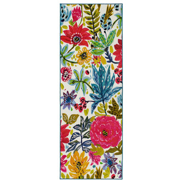 My Magic Carpet Floral Bloom Multicolor Rug, 2.5'x7'