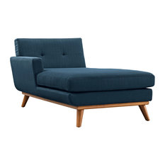 Modern Contemporary Left-Arm Chaise, Navy, Fabric