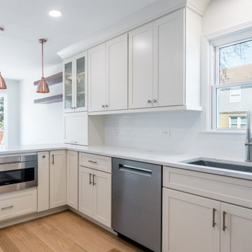 Built-In Microwave Drawer and Dishwasher on Kitchen Peninsula