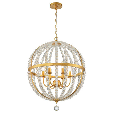 Roxy 6 Light Antique Gold Chandelier