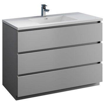 Fresca Lazzaro 48" Wood Bathroom Cabinet with Integrated Sink in Gray