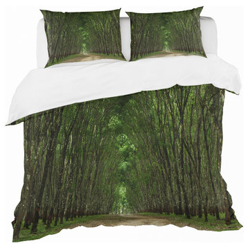 Pathway in Thick Green Forest Landscape Duvet Cover, Twin
