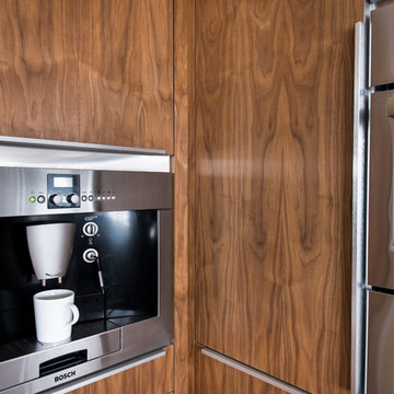 Flat Panel Walnut with Matte Acrylic custom IKEA kitchen