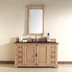 60 inch Bathroom Vanity Oak Finish, Brown Marble Top - Bathroom Vanities And Sink Consoles