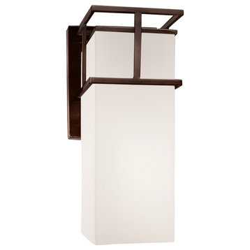 Fusion Structure 1-Light Large Wall Sconce, Outdoor, Dark Bronze, Opal Shade