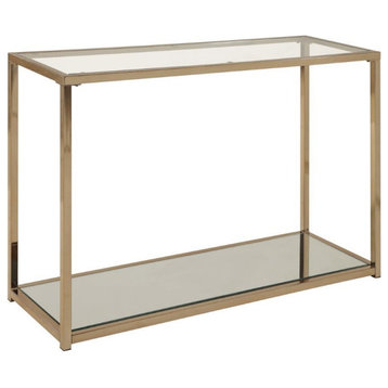 Coaster Cora Contemporary Glass Top Sofa Table with Mirror Shelf in Chocolate