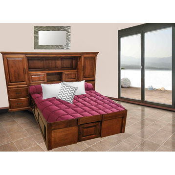 Traditional Supersize Queen Headboard w/ Raised Panel Back, Piers and Bed, Chestnut Oak, Queen