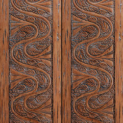 Nepali Style Hand Carved Mahogany Prehung Double Door - Front Doors