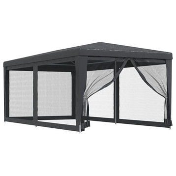 vidaXL Gazebo Outdoor Party Tent with 6 Mesh Sidewalls Anthracite 9.8'x19.7'HDPE