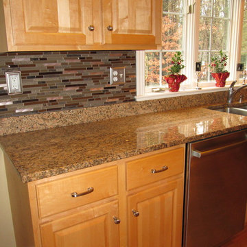 Beautiful Glass and Copper Backsplash