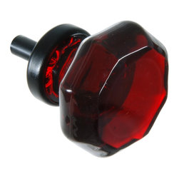 CKP - CKP Elegance Knob, Royal Red Glass, Black Base - Cabinet And Drawer Knobs