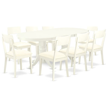 East West Furniture Vancouver 9-piece Dining Set with Leather Seat in White