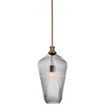 Toltec Lighting - Carina 1-Light Stem Hung Pendant, New Age Brass/Clear Ribbed - Enhance your space with the Carina 1-Light Stem Hung Pendant. Installation is a breeze - simply connect it to a 120 volt power supply and enjoy. Achieve the perfect ambiance with its dimmable lighting feature (dimmer not included). This Stem Hung Pendant is energy-efficient and LED-compatible, providing you with long-lasting illumination. It offers versatile lighting options, as it is compatible with standard medium base bulbs. The Stem Hung Pendant's streamlined design, along with its durable glass shade, ensures even and delightful diffusion of light. Choose from multiple size, finish, and color variations to find the perfect match for your decor.