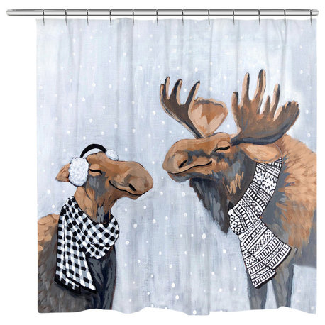 Moose Snow Day Shower Curtain