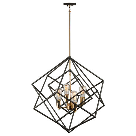 Artistry Chandelier, Matte Black/Satin Brass