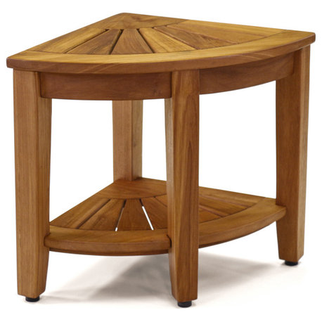 The Original 15.5" Kai™ Corner Teak Shower Bench with Shelf