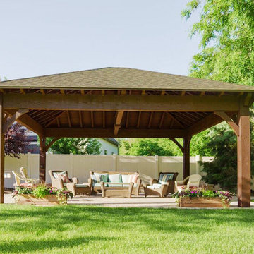 Timber 22' x 24' Hipped Roof Pavilion w/ Integrated Self-Contained Power