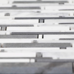 Grey and White Matte Random Brick Pattern Marble Stone Tiles Collection - Home Accessories & Decor