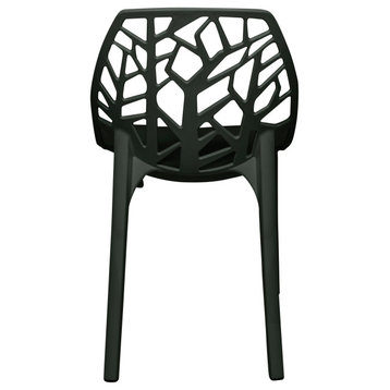 LeisureMod Modern Cornelia Dining Chair Solid Black