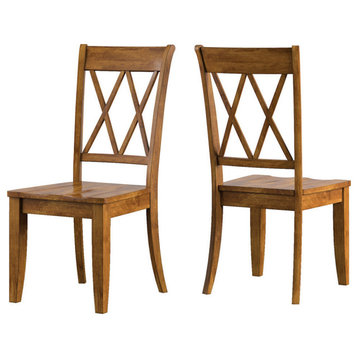 Arbor Hill X Back Wood Dining Chair, Set of 2, Oak