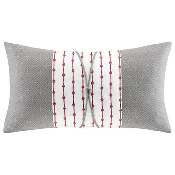 100% Cotton Sateen Printed Oblong Pillow With Embroidery