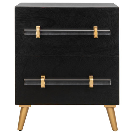 Safavieh Sienne 2 Drawer Nightstand, Black/Gold