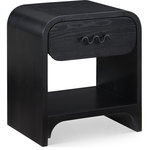 Meridian Furniture - Hayes Night Stand / Side Table, Black, Black - Enhance the aesthetic allure of any room in your home with the Hayes Night Stand / Side Table. Its sleek frame is elegantly crafted with ash wood veneer and a rich black finish, lending a touch of sophistication to your space. The nightstand also incorporates a distinctive matte black handle, providing stylish functionality that adds a touch of character to the design.