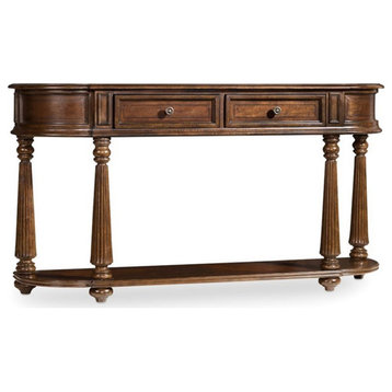 Leesburg Demilune Wood Hall Console Table in Mahogany by Hooker Furniture