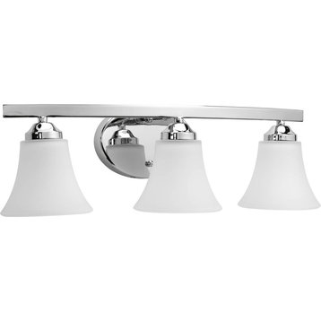 3-Light Bath and Vanity, Polished Chrome With Etched Fluted Shades