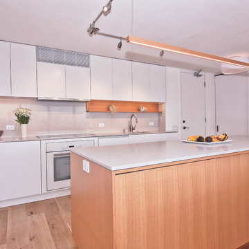 Contemporary Matte White and Rift Cut White Oak