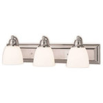 Livex Lighting - Livex Lighting 10503-05 Springfield - Three Light Bath Vanity - Mounting Direction: Up/Down  ShSpringfield Three Li Chrome Satin Opal Wh *UL Approved: YES Energy Star Qualified: n/a ADA Certified: n/a  *Number of Lights: Lamp: 3-*Wattage:100w Medium Base bulb(s) *Bulb Included:No *Bulb Type:Medium Base *Finish Type:Chrome