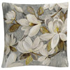 Silvia Vassileva 'Magnolia Simplicity Neutral Gray' Decorative Throw Pillow